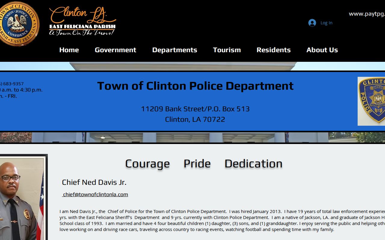 Official Town of Clinton Police Department page with police contact information