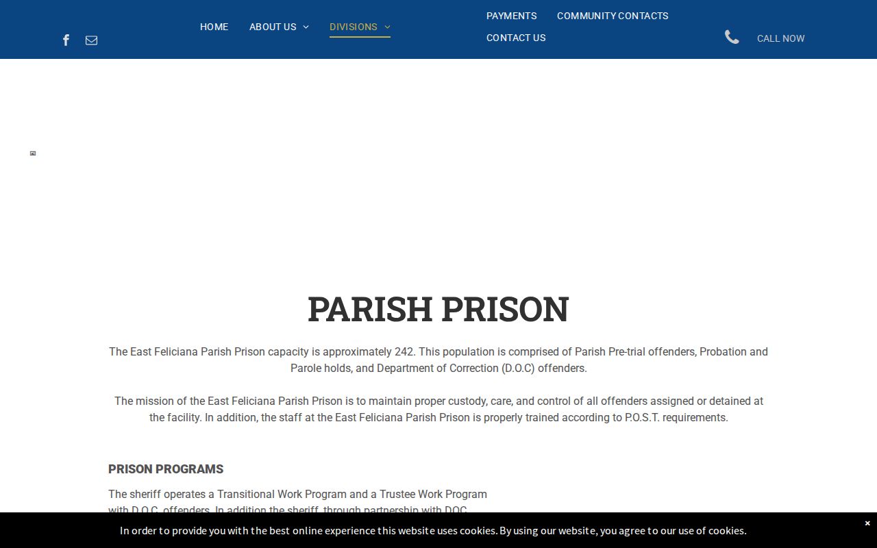 Official East Feliciana Parish Prison information page