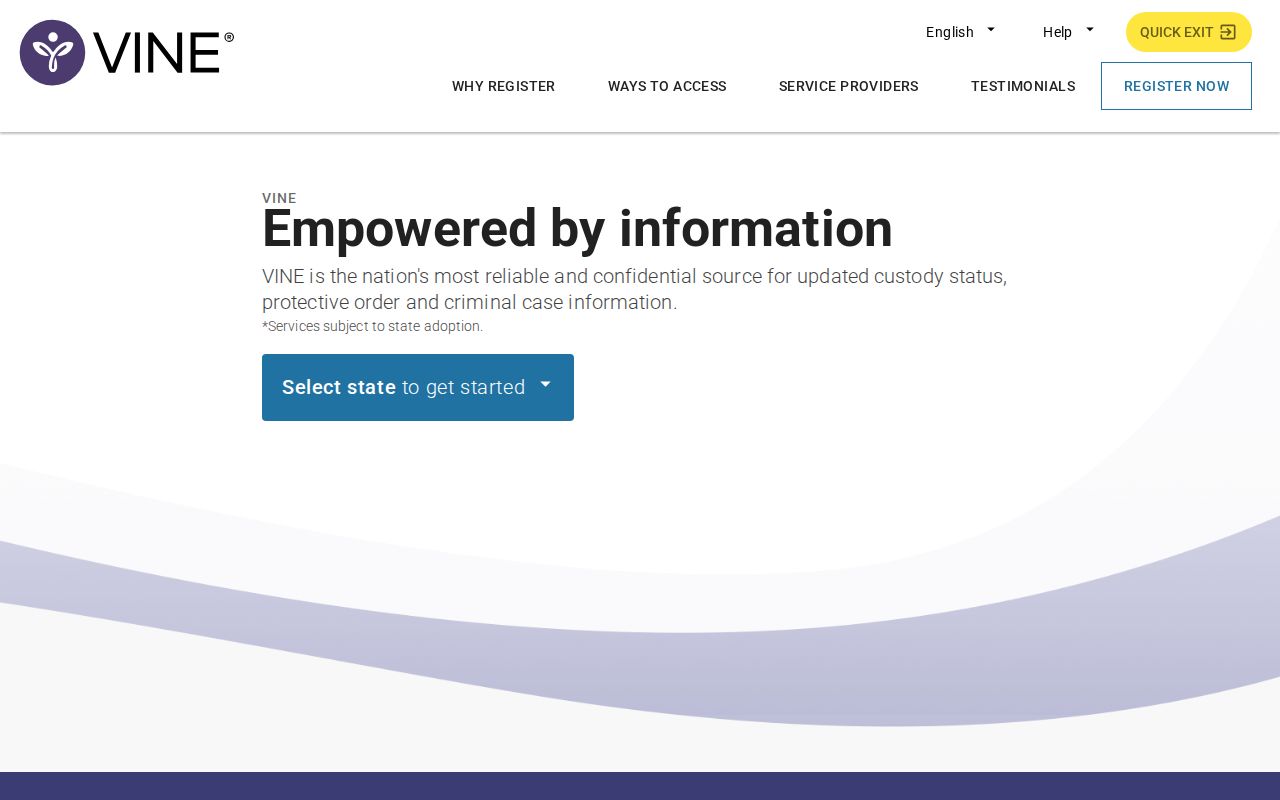 VINELink search page used for Louisiana custody checks